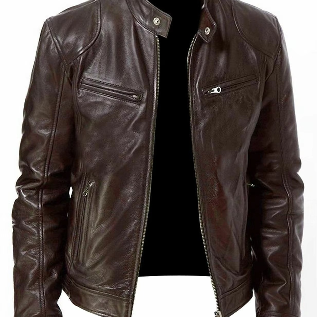 Casual Leather Jacket With Buttoned Collar For Men | Perfect for Casual Days