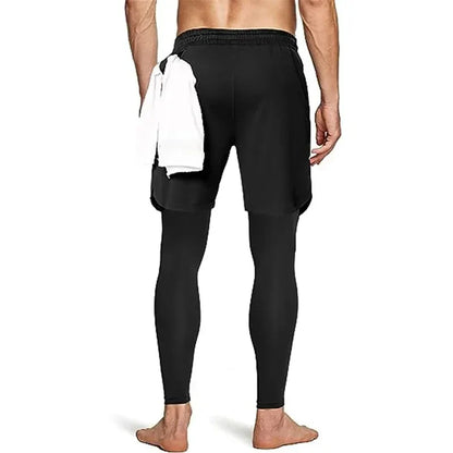 Men's 2-in-1 breathable fitness training pants