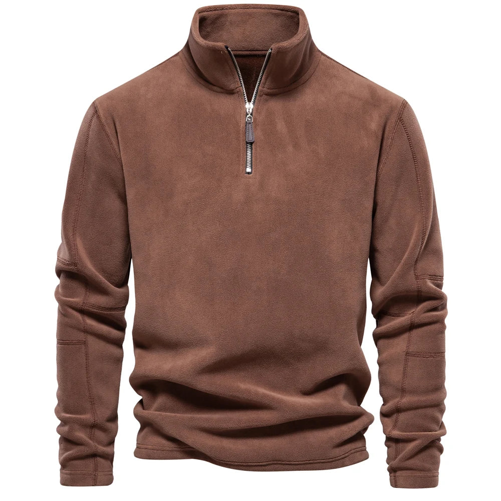 Retro Half-zip Stand Collar Sweatshirt Sweater