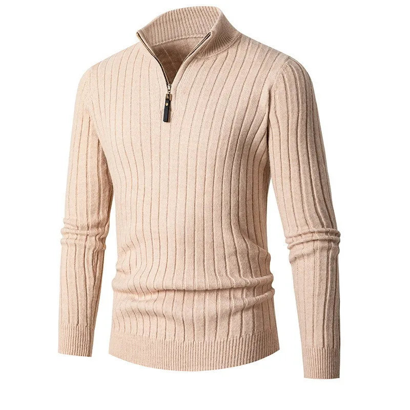 Men’s Half-Zip Sweater – Classic Knitted Pullover with Zipper Collar - Solorfit