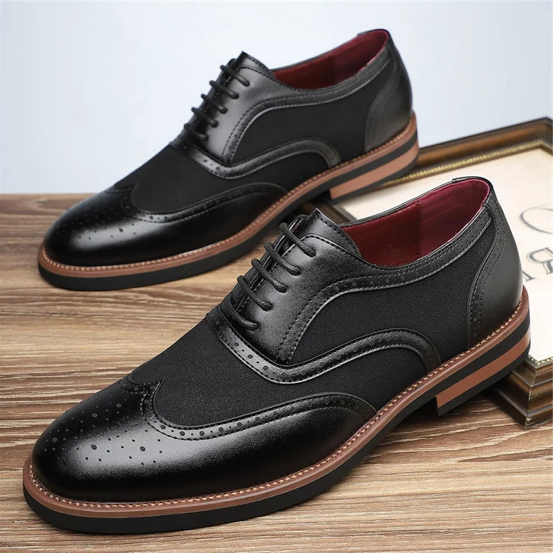 Two-Tone Oxford Chelsea Brogue Shoes – Classic Men’s Dress Footwear