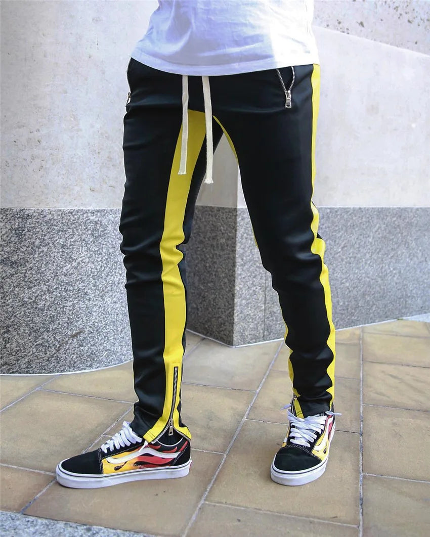 Men's slim fit joggers with side stripes