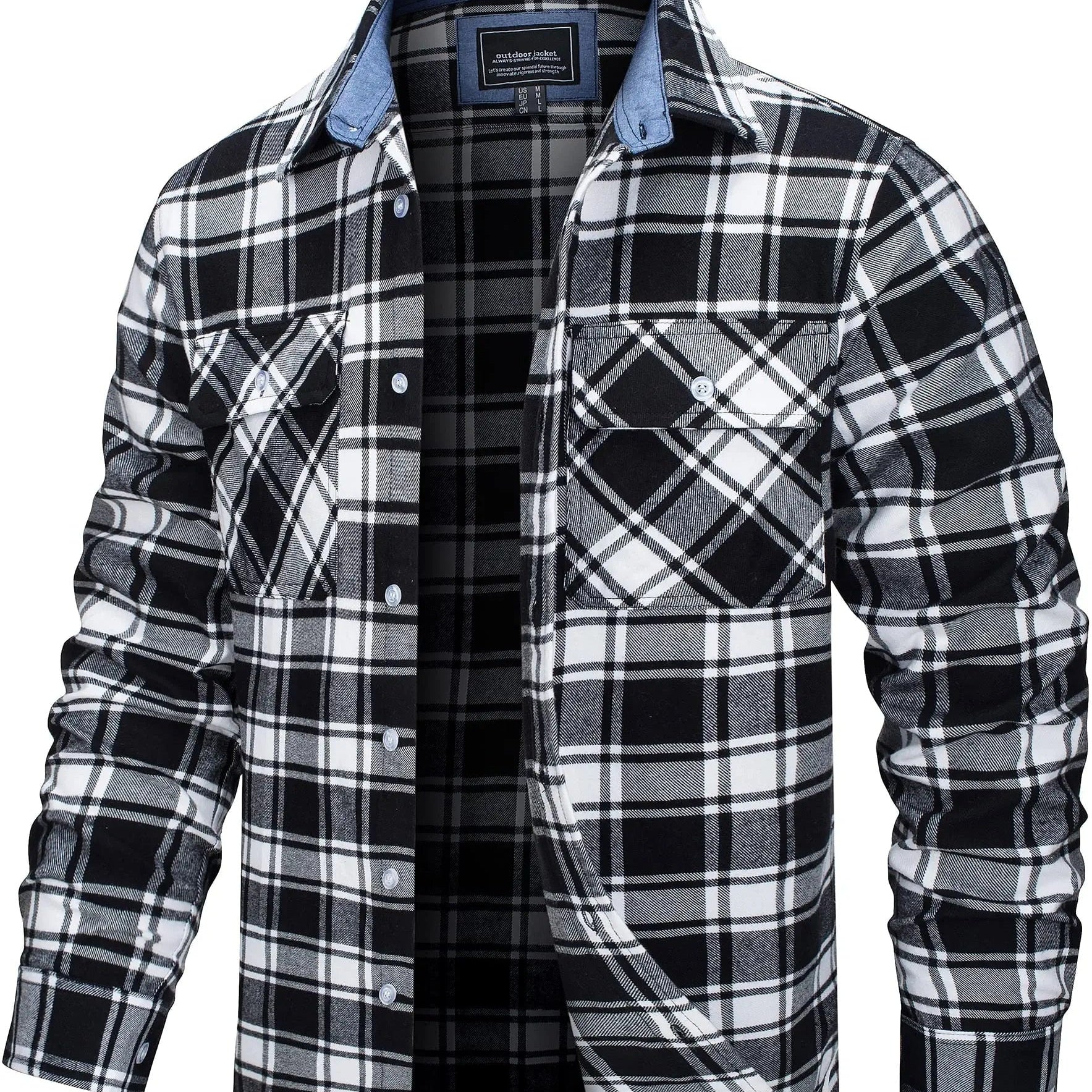 Men’s Checked Flannel Shirt Jacket – 100% Cotton Outdoor Classic
