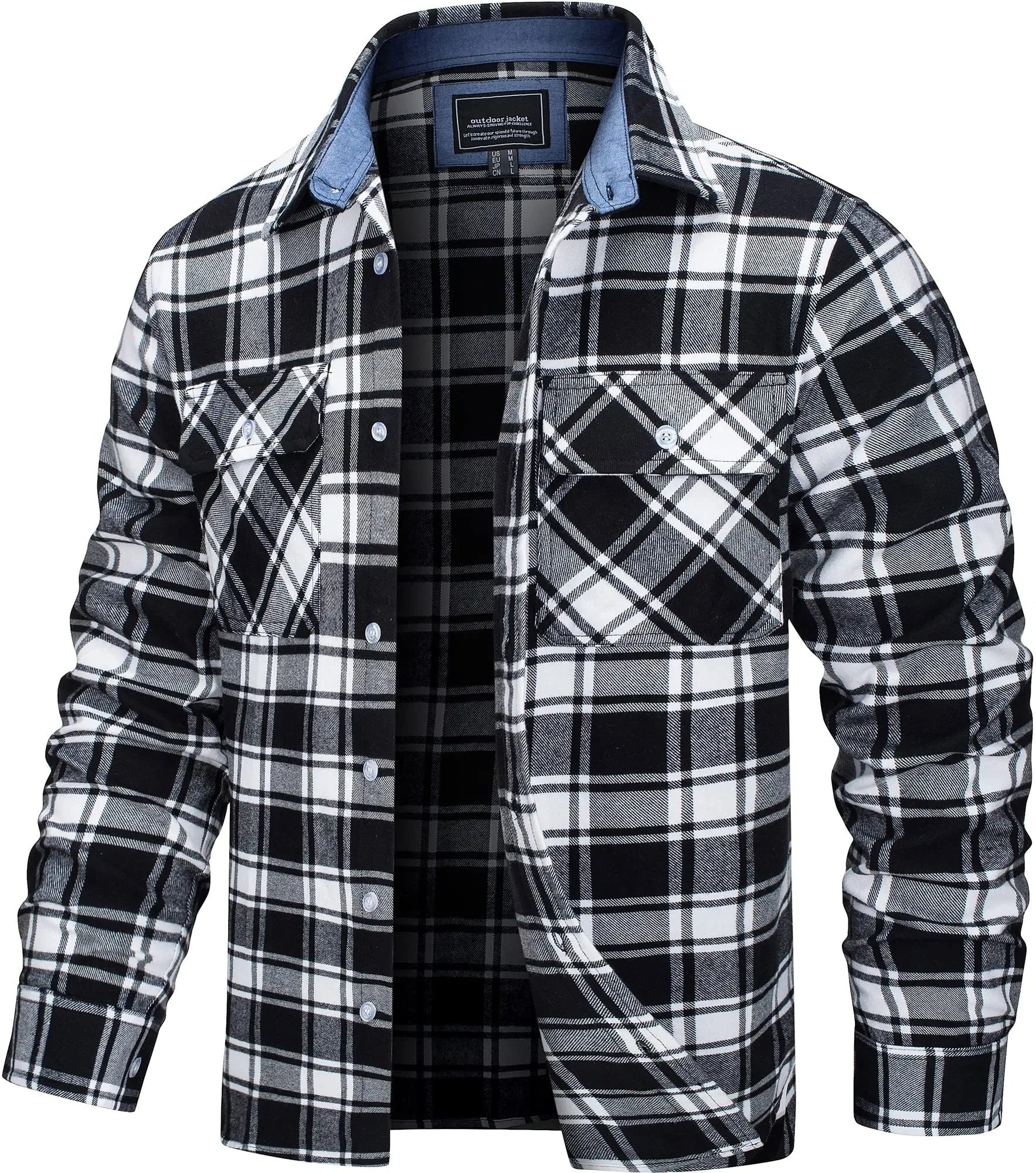 Men’s Checked Flannel Shirt Jacket – 100% Cotton Outdoor Classic