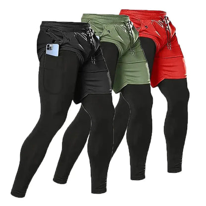 Men's 2-in-1 breathable fitness training pants