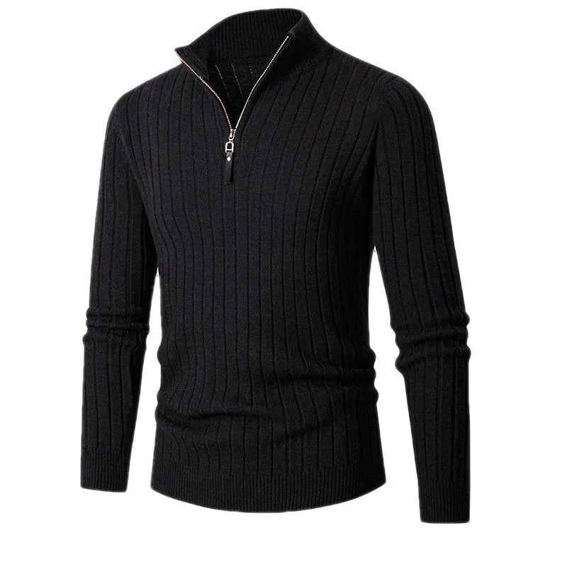 Men’s Half-Zip Sweater – Classic Knitted Pullover with Zipper Collar - Solorfit