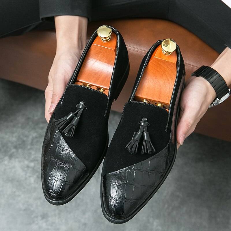 Lussone Tassel Loafers – Men’s Italian Style Red Bottom Leather Slip-On Shoes