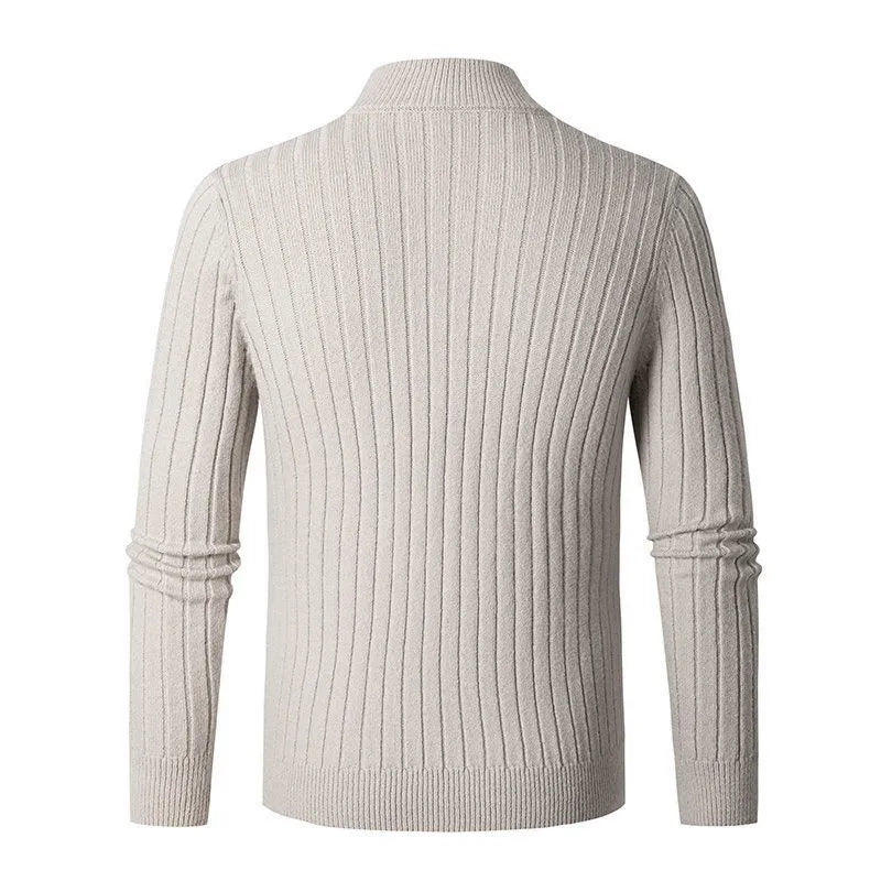Men’s Half-Zip Sweater – Classic Knitted Pullover with Zipper Collar - Solorfit