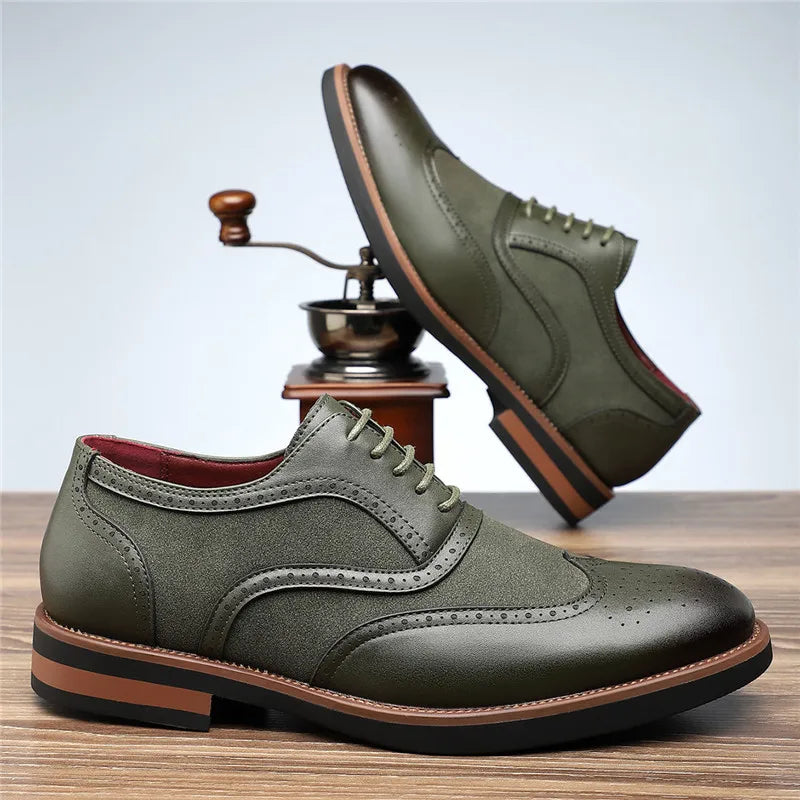 Two-Tone Oxford Chelsea Brogue Shoes – Classic Men’s Dress Footwear