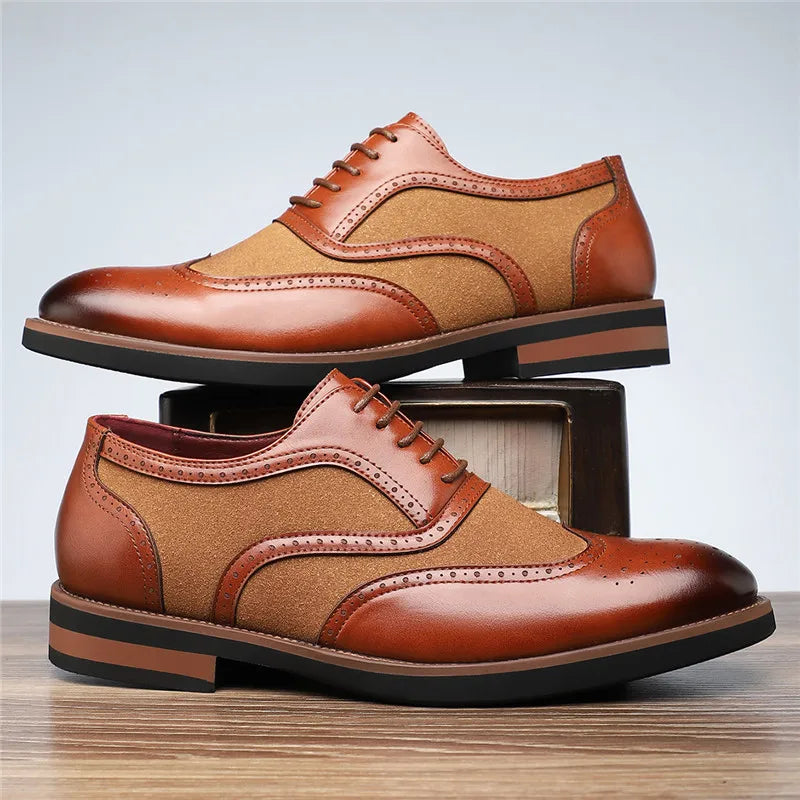 Two-Tone Oxford Chelsea Brogue Shoes – Classic Men’s Dress Footwear