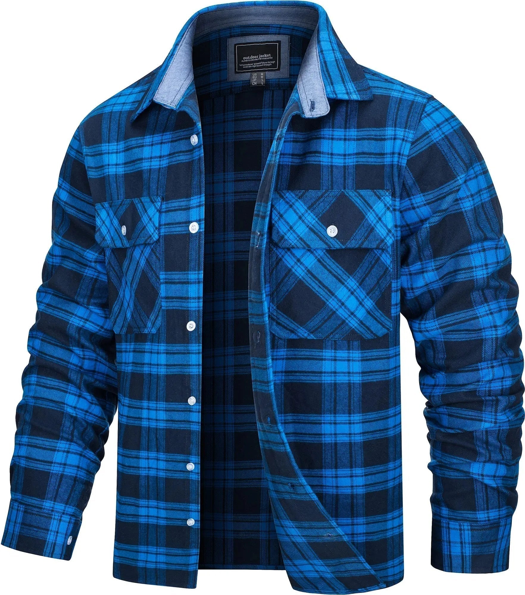 Men’s Checked Flannel Shirt Jacket – 100% Cotton Outdoor Classic
