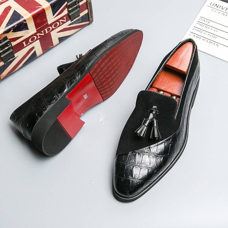 Lussone Tassel Loafers – Men’s Italian Style Red Bottom Leather Slip-On Shoes