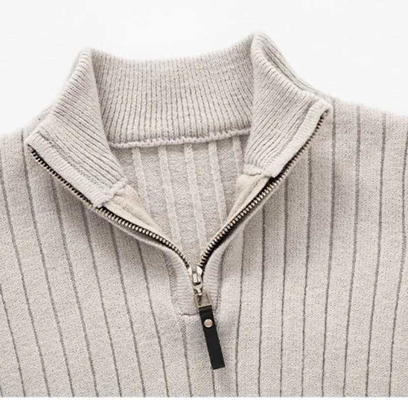 Men’s Half-Zip Sweater – Classic Knitted Pullover with Zipper Collar - Solorfit