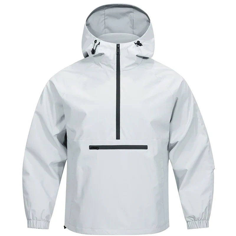 Men’s Softshell Hooded Windbreaker Jacket – Half-Zip Outdoor Comfort & Wind Protection