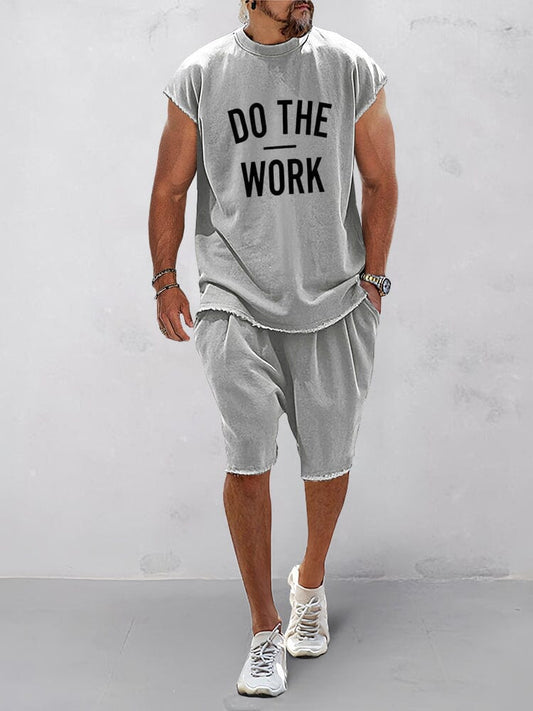 Casual Loose Fit Word Printed Sports Set