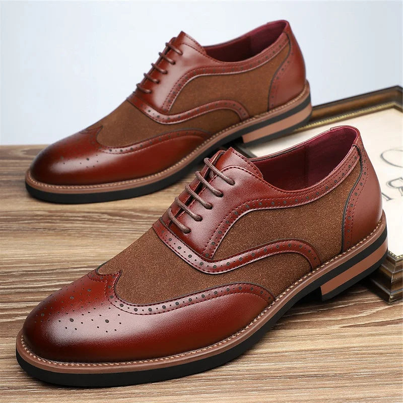 Two-Tone Oxford Chelsea Brogue Shoes – Classic Men’s Dress Footwear