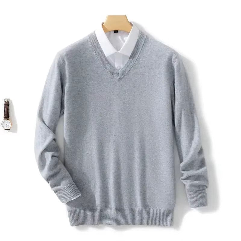 Men’s Cashmere V-Neck Sweater – Classic Lightweight Knitwear