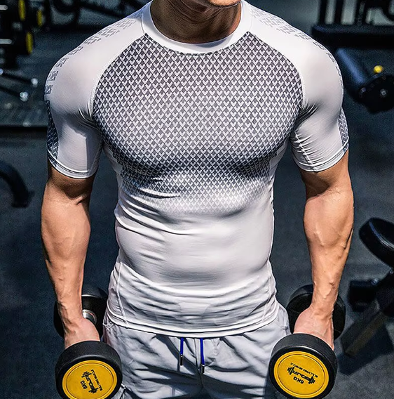 Graphic Short Sleeve Compression Shirts for Men Gym Workout shirt