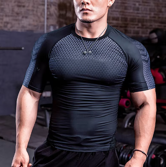 Graphic Short Sleeve Compression Shirts for Men Gym Workout shirt