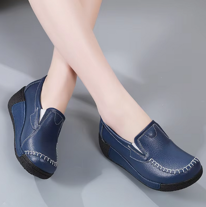 Platform Loafers Ladies Genuine Leather Comfort Orthopedic Wedge