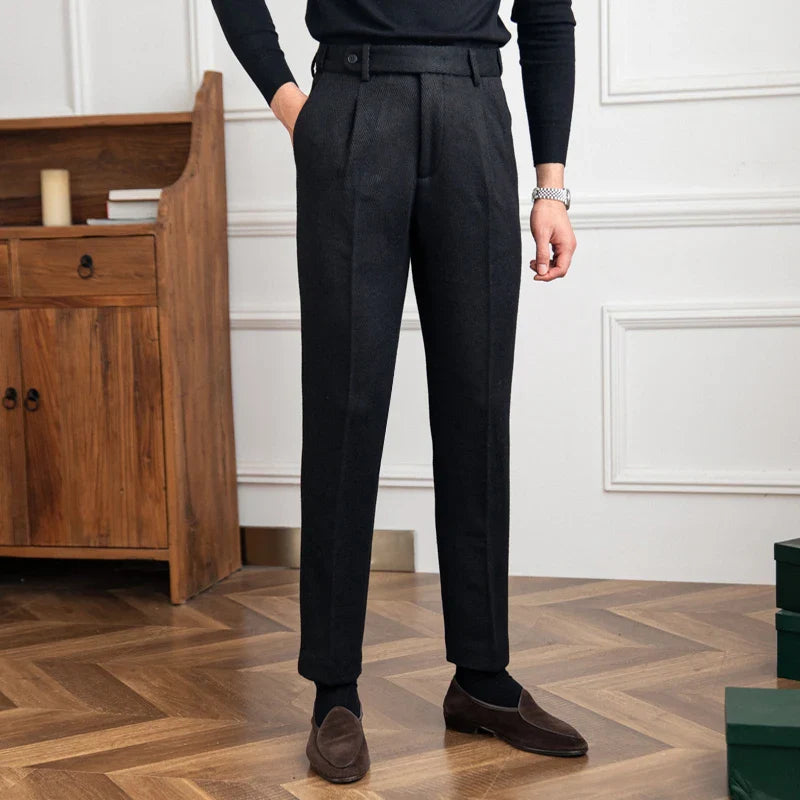 Black Luxury Pleated Trousers for Men