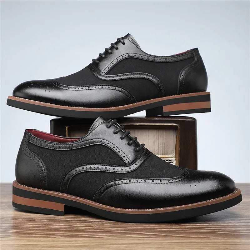 Two-Tone Oxford Chelsea Brogue Shoes – Classic Men’s Dress Footwear
