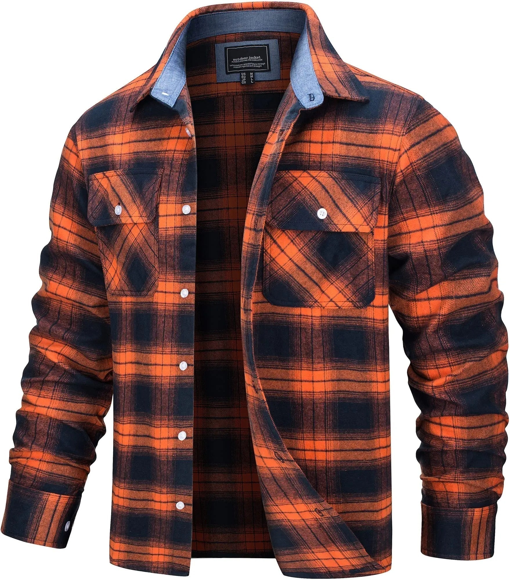 Men’s Checked Flannel Shirt Jacket – 100% Cotton Outdoor Classic