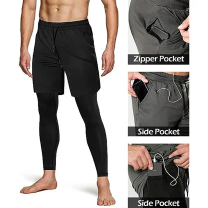 Men's 2-in-1 breathable fitness training pants