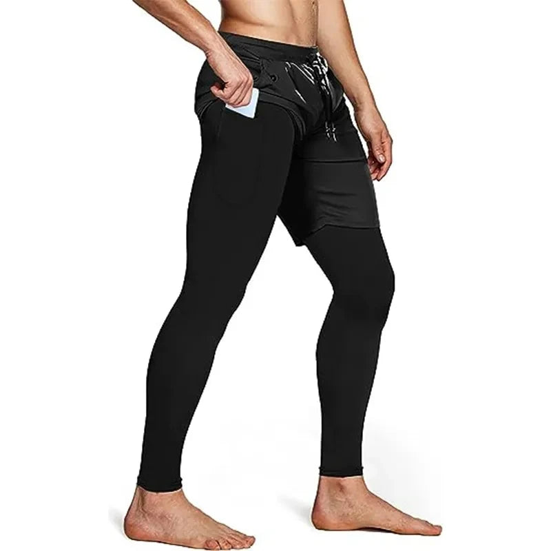 Men's 2-in-1 breathable fitness training pants