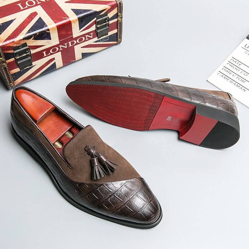 Lussone Tassel Loafers – Men’s Italian Style Red Bottom Leather Slip-On Shoes