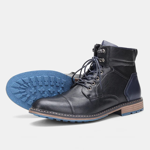 Men’s Leather Ankle Boots - Durable Slip-Resistant Sole - Casual Comfortable Fit