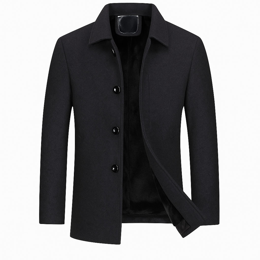 Lorennzi | Men’s Short Wool Overcoat – Classic Warm Formal Winter Coat