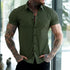 Men’s Slim Fit Short Sleeve Stretch Shirt – Wrinkle-Resistant Dress Blouse - Solorfit