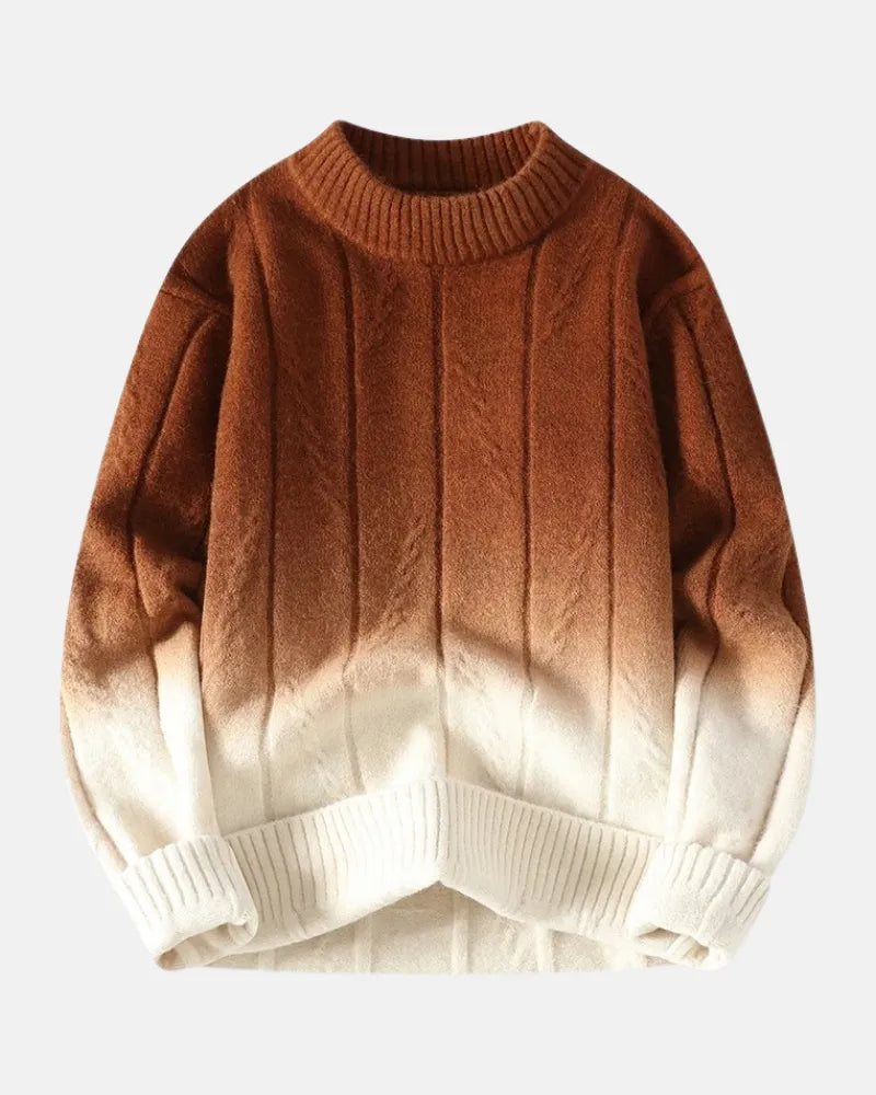 Cascade Ombré Crewneck – Men’s Gradient Knit Sweater - Solorfit