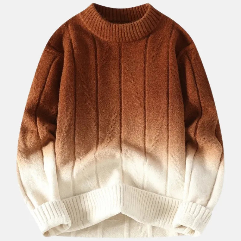 Cascade Ombré Crewneck – Men’s Gradient Knit Sweater - Solorfit
