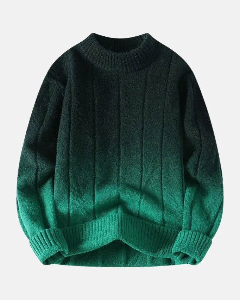Cascade Ombré Crewneck – Men’s Gradient Knit Sweater - Solorfit