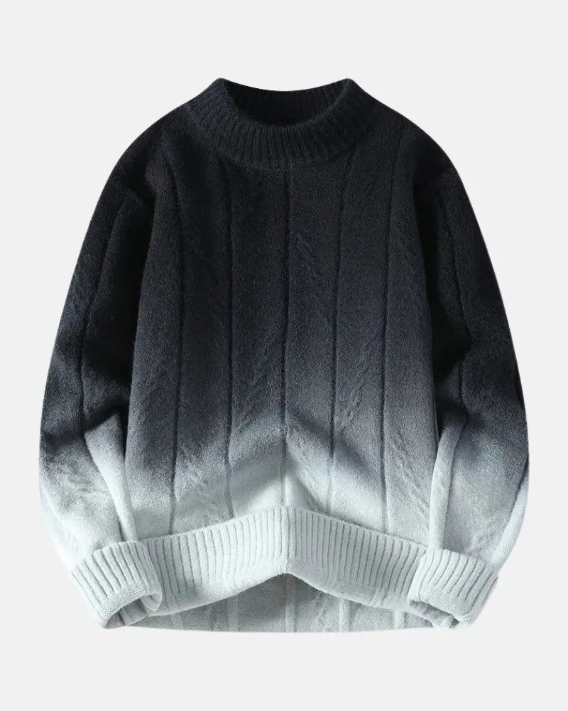 Cascade Ombré Crewneck – Men’s Gradient Knit Sweater - Solorfit