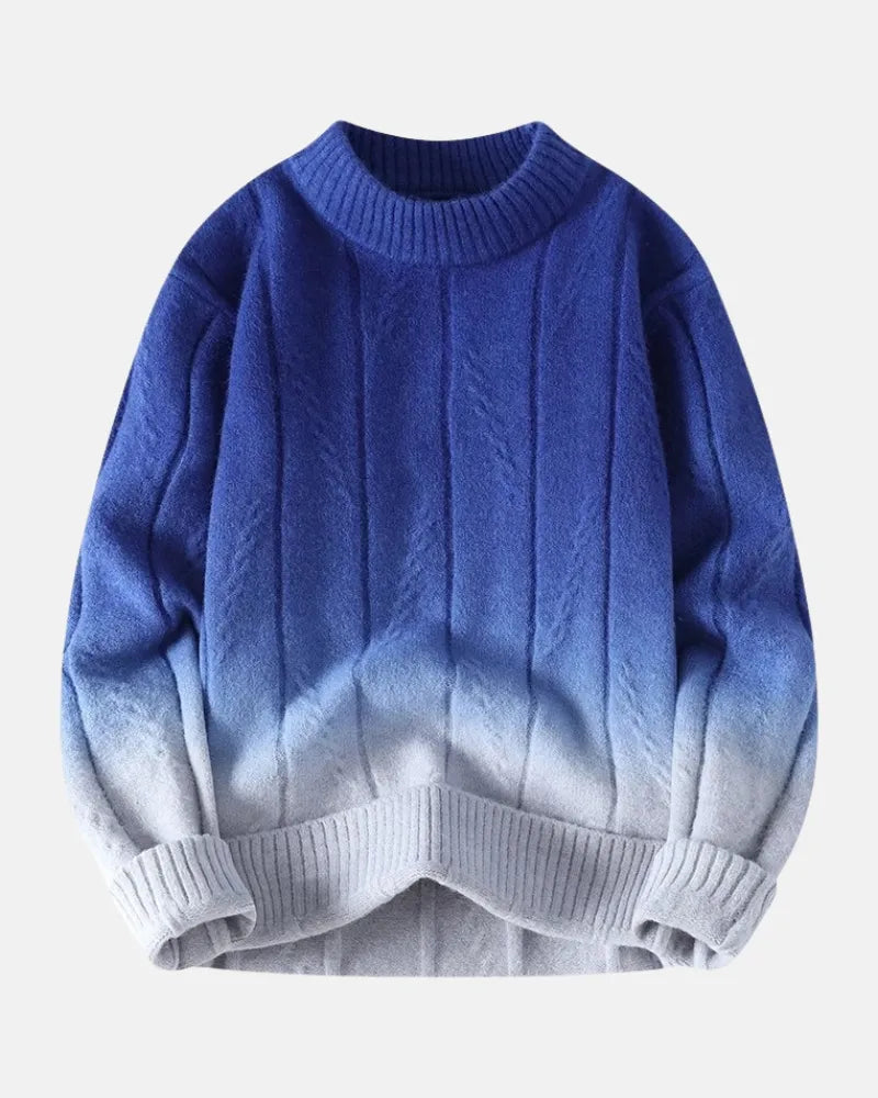 Cascade Ombré Crewneck – Men’s Gradient Knit Sweater - Solorfit
