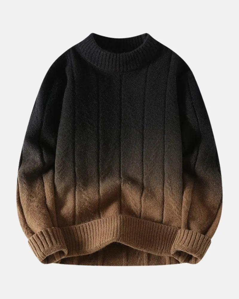 Cascade Ombré Crewneck – Men’s Gradient Knit Sweater - Solorfit