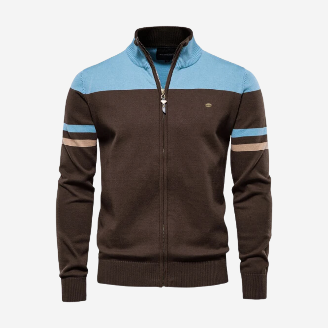 Tom Carter Men Complex Zip-Up Sweater