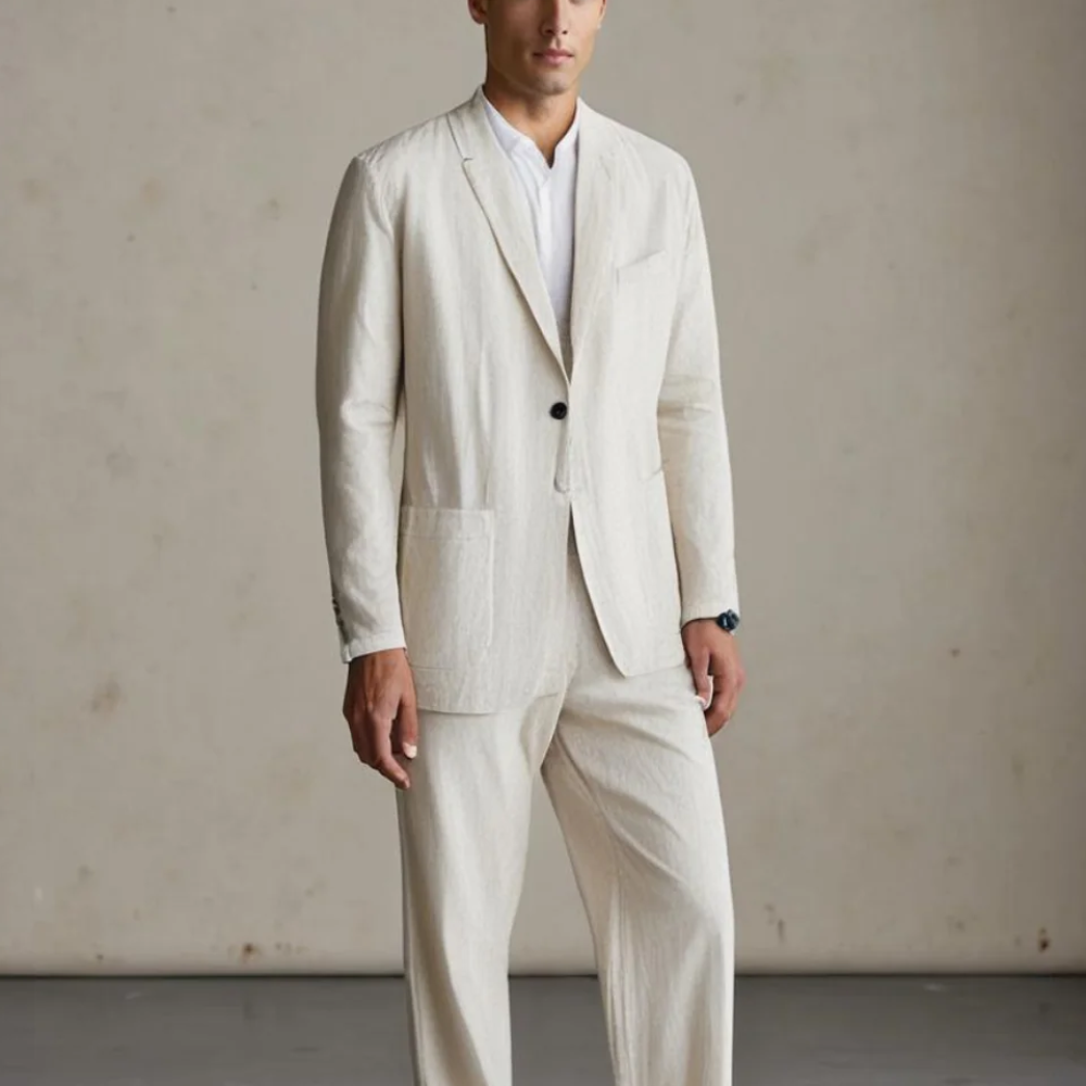 Men’s Elegant Linen Suit – Two-Piece Blazer and Trousers Set - Solorfit