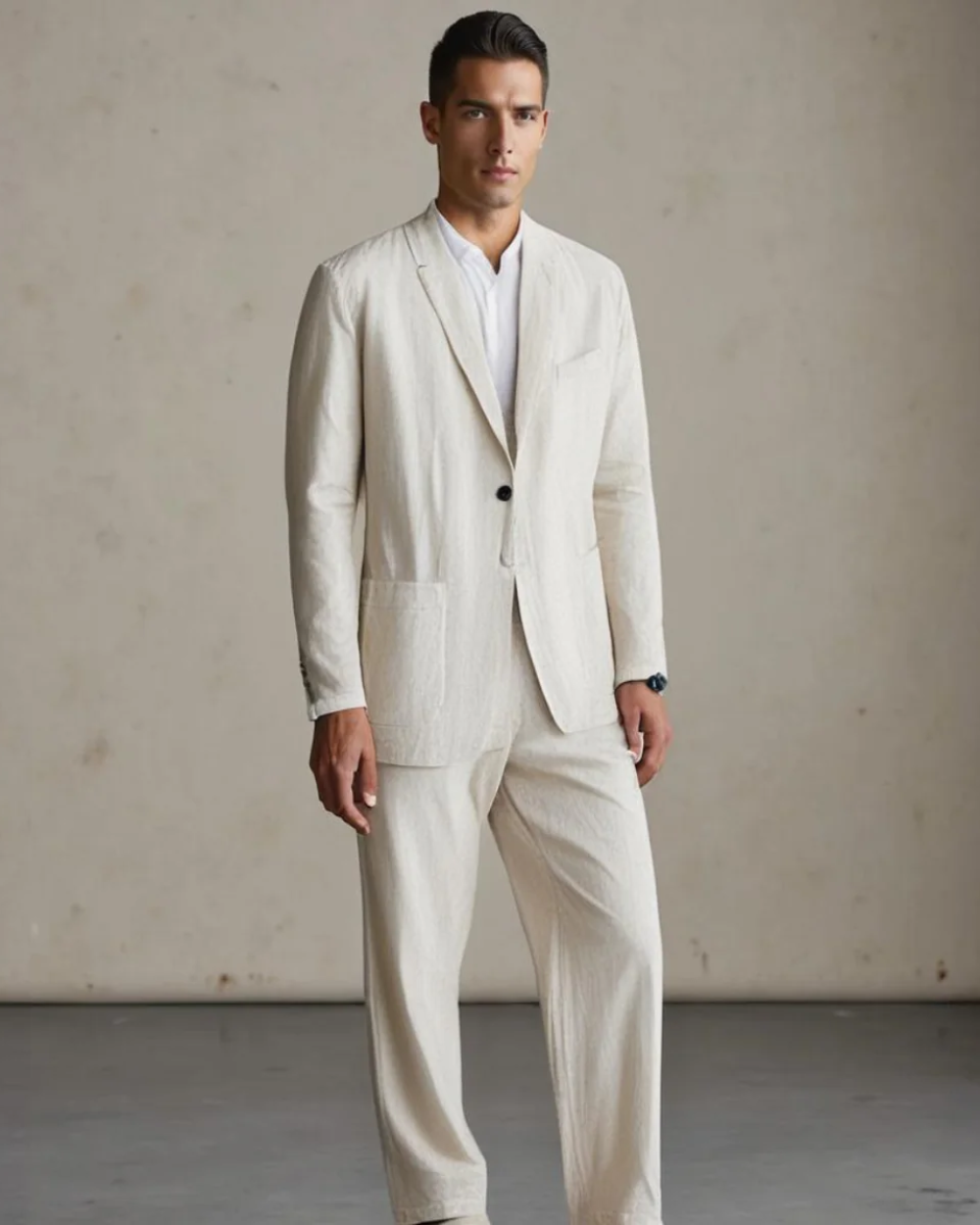 Men’s Elegant Linen Suit – Two-Piece Blazer and Trousers Set - Solorfit