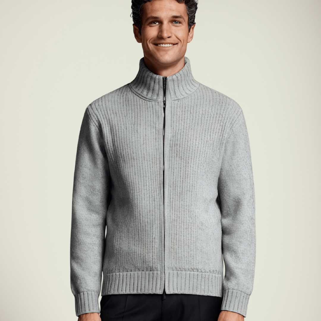 Liam | Vintage Solid Zip Turtleneck Cardigan
