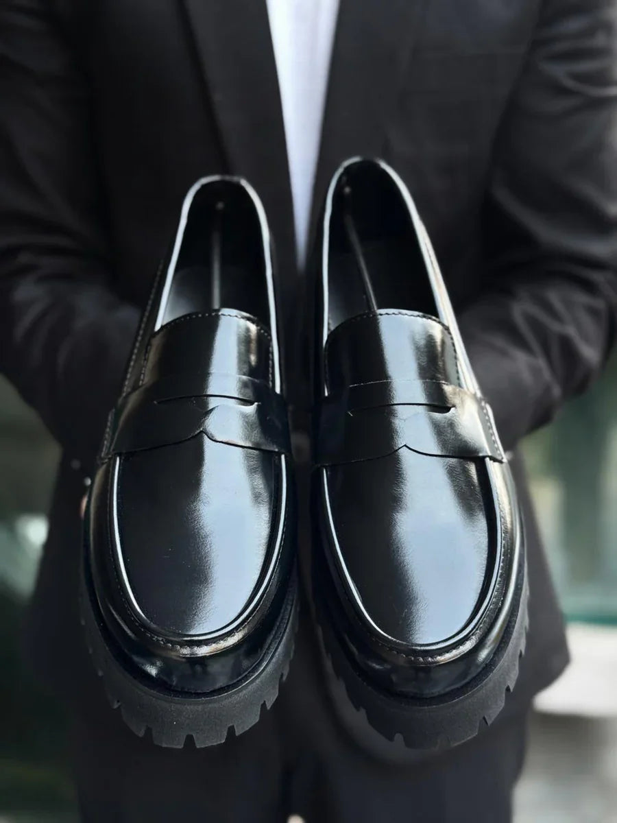 Formal Black Penny Men Classic Dress Loafers