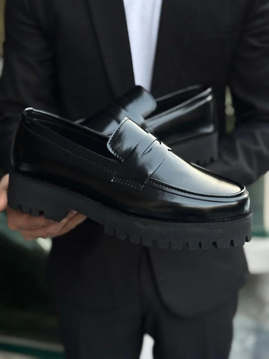 Formal Black Penny Men Classic Dress Loafers