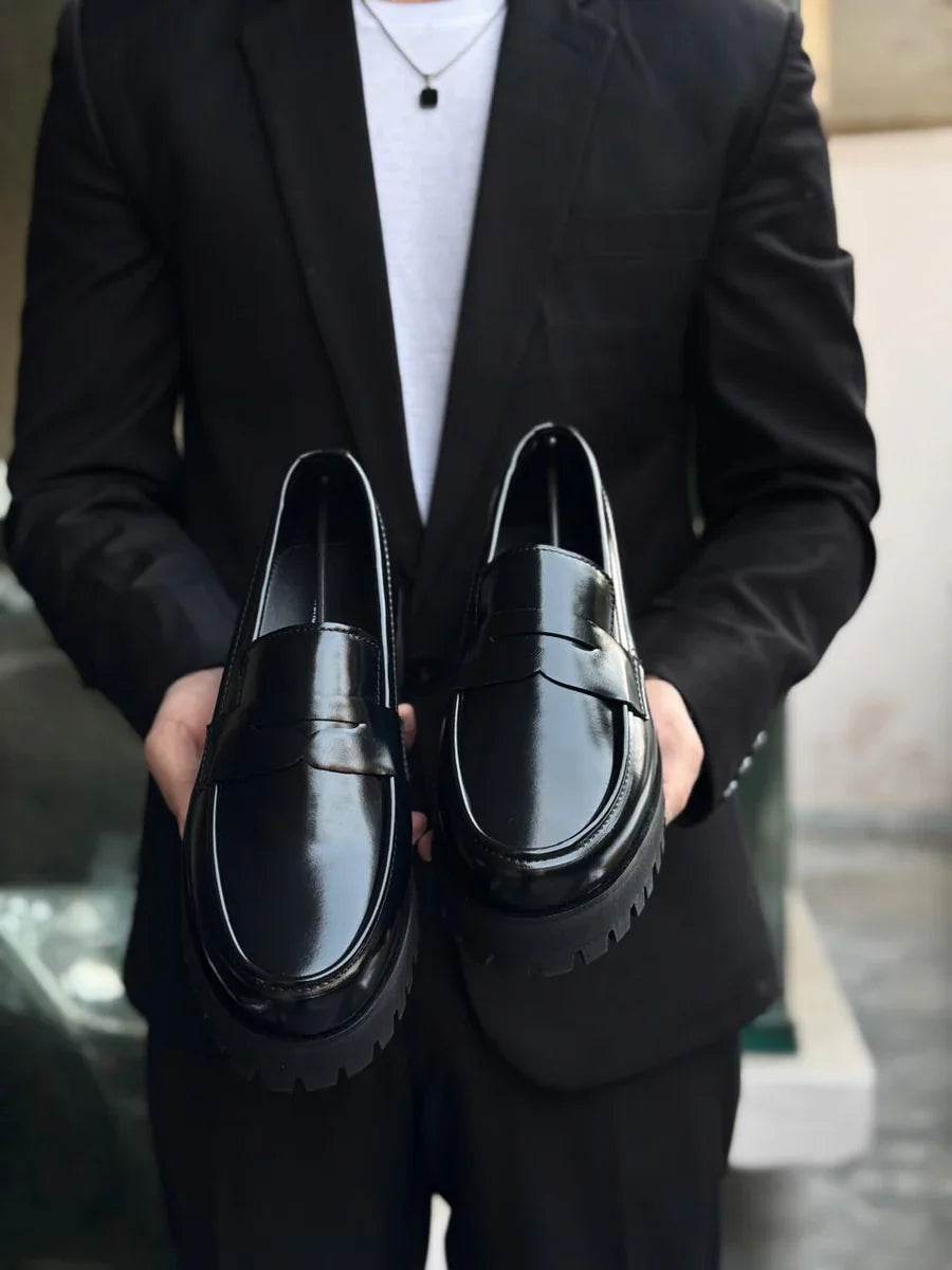 Formal Black Penny Men Classic Dress Loafers