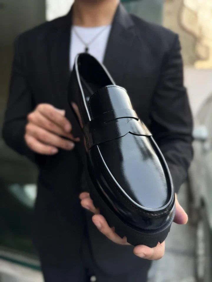 Formal Black Penny Men Classic Dress Loafers