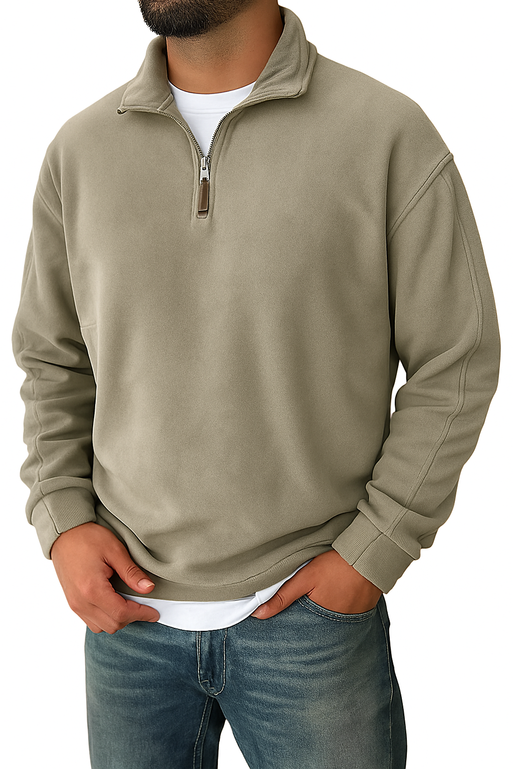 Retro Half-zip Stand Collar Sweatshirt Sweater