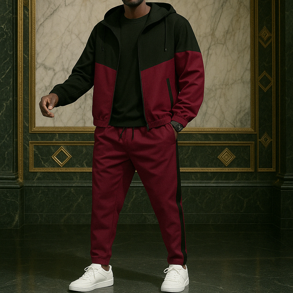 Vellaro Dual-Tone Tracksuit – Modern Streetwear Comfort & Style