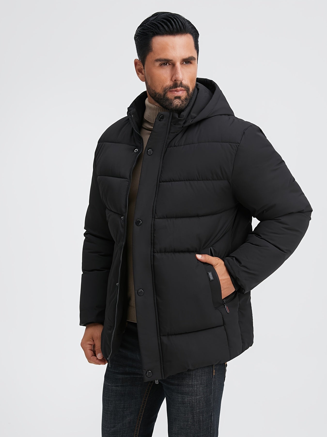 Men’s Heavyweight Winter Coat – Thermal Insulation & Refined Long Design
